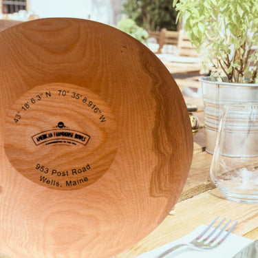 Latitude & Longitude Engraved Hardwood Bowl & Mezzaluna Chopper, 12